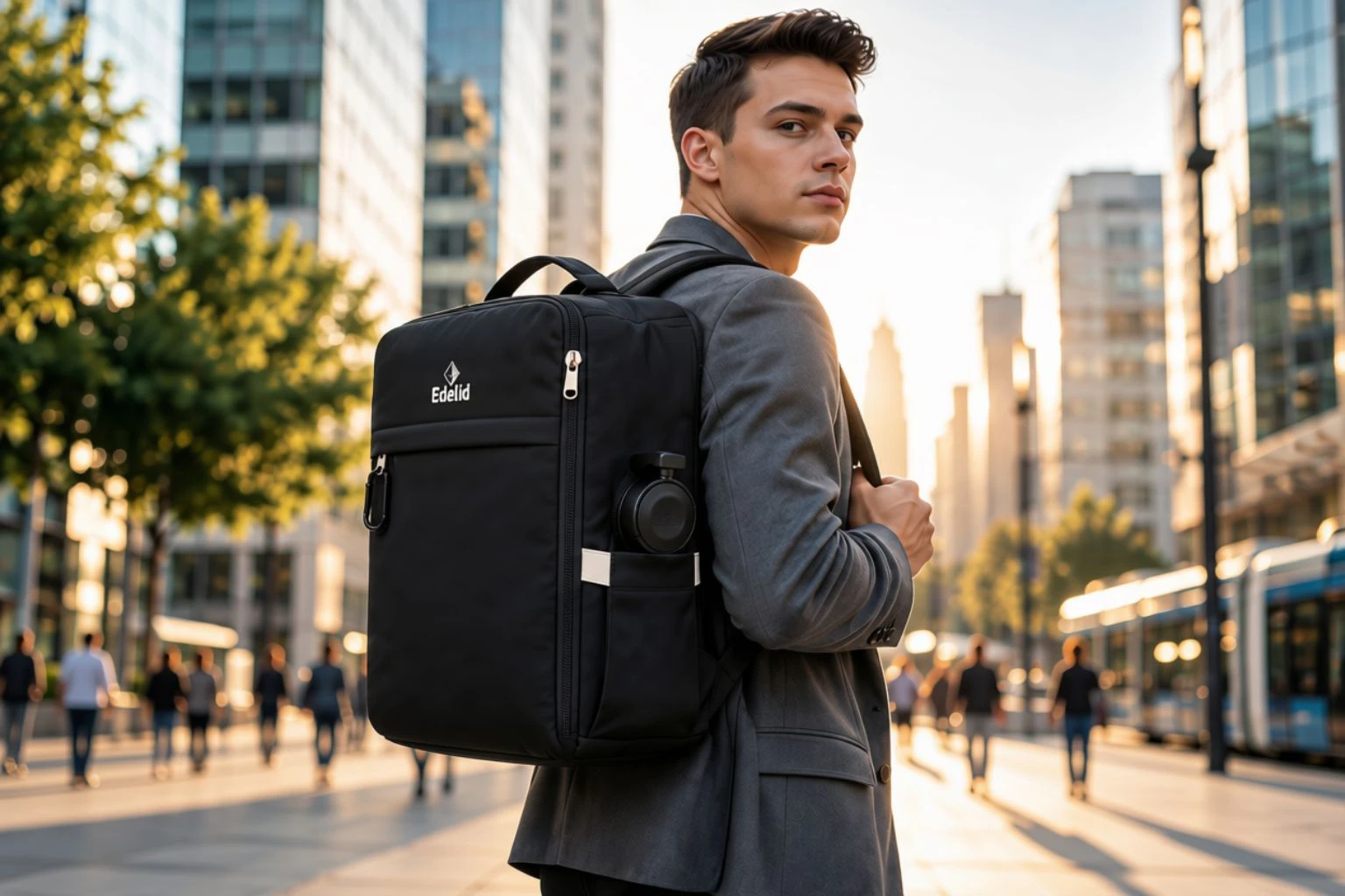 Persona activa con mochila Edelid en la ciudad