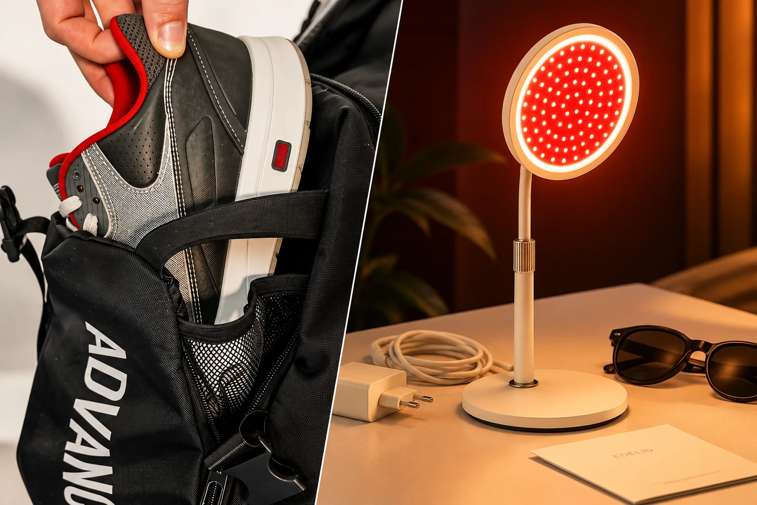 Mochila deportiva y lámpara de luz roja aportadas por Edelid